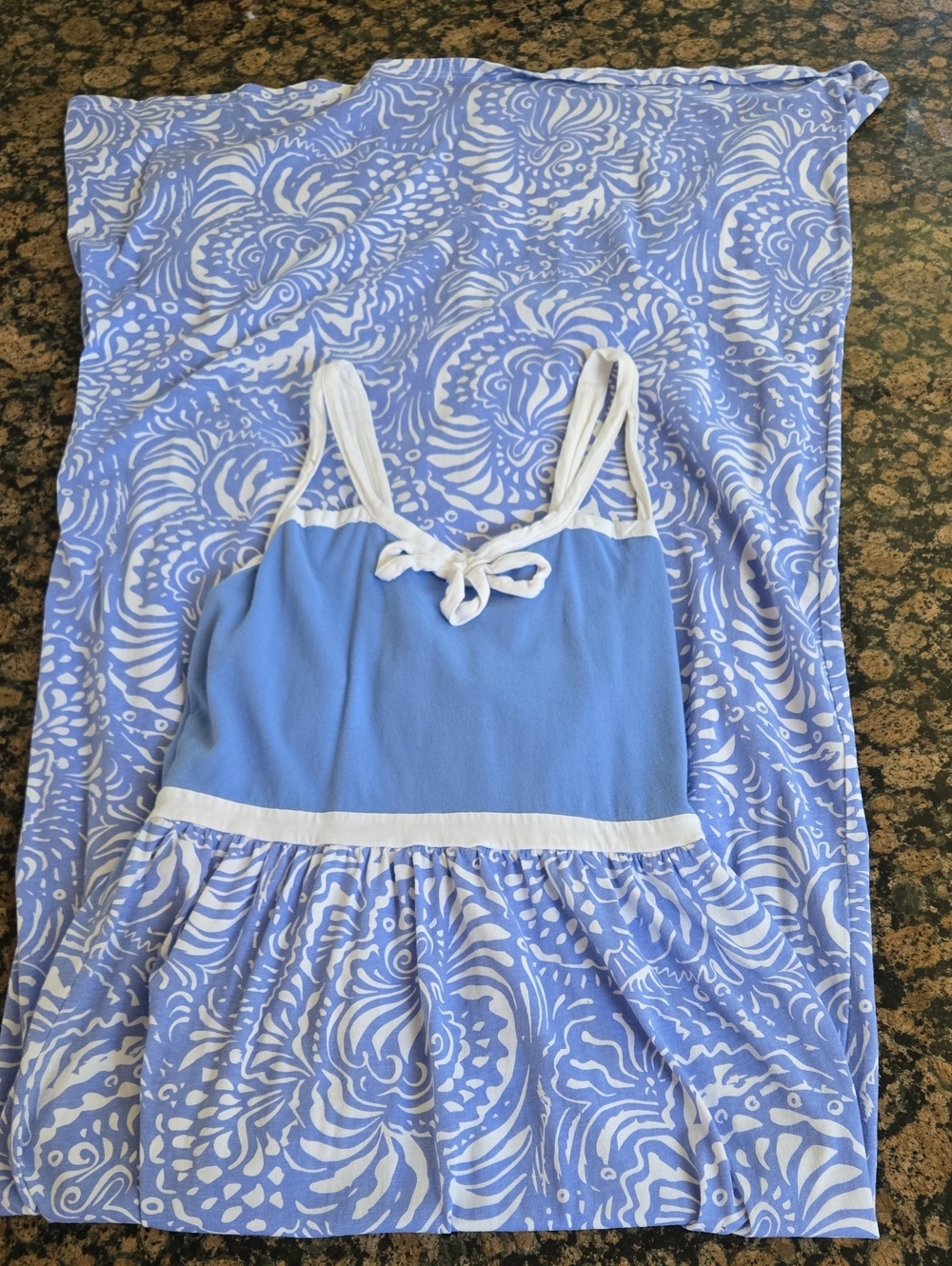 Lauren James Blue and White Printed Maxi Dress